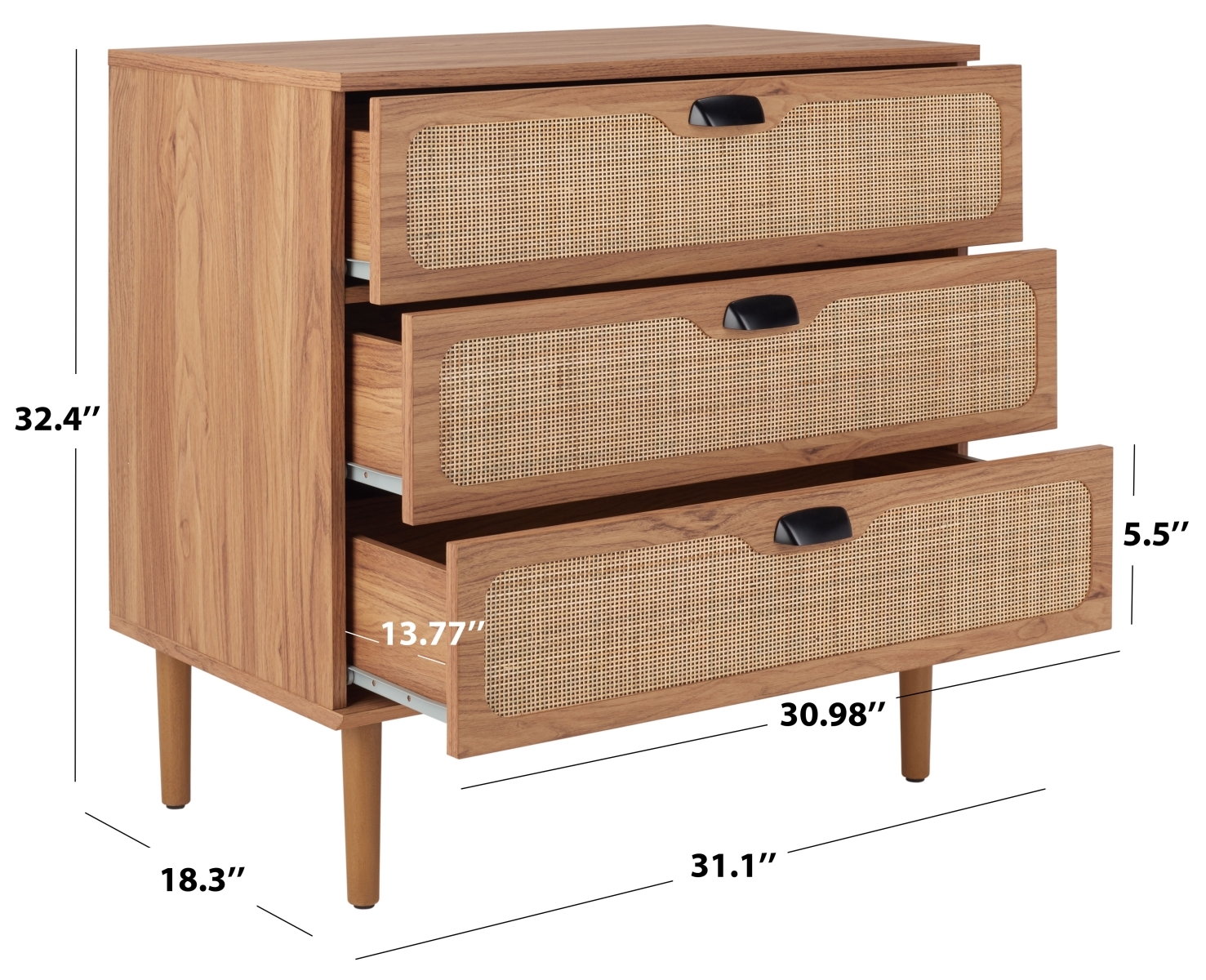 Irelia 3 Drawer Chest - Oak / Natural - Safavieh - Image 9