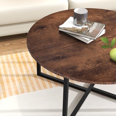 Cross Legs Coffee Table,Black+Brown - Image 1