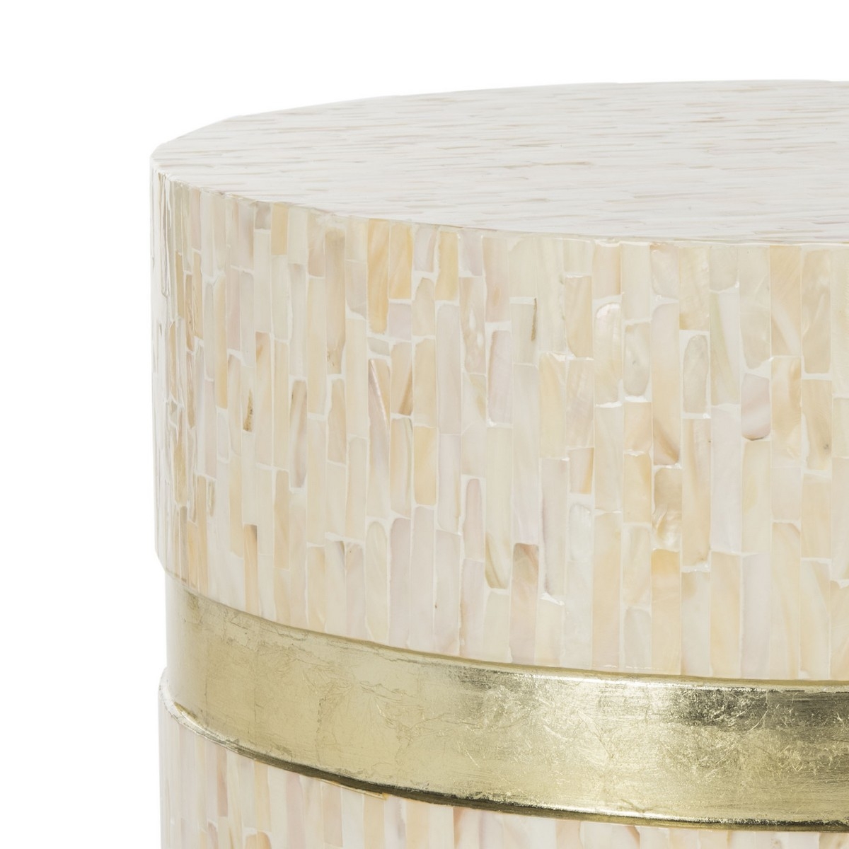 Perla Mosaic Round Side Table, Pink Champagne & Gold - Image 3