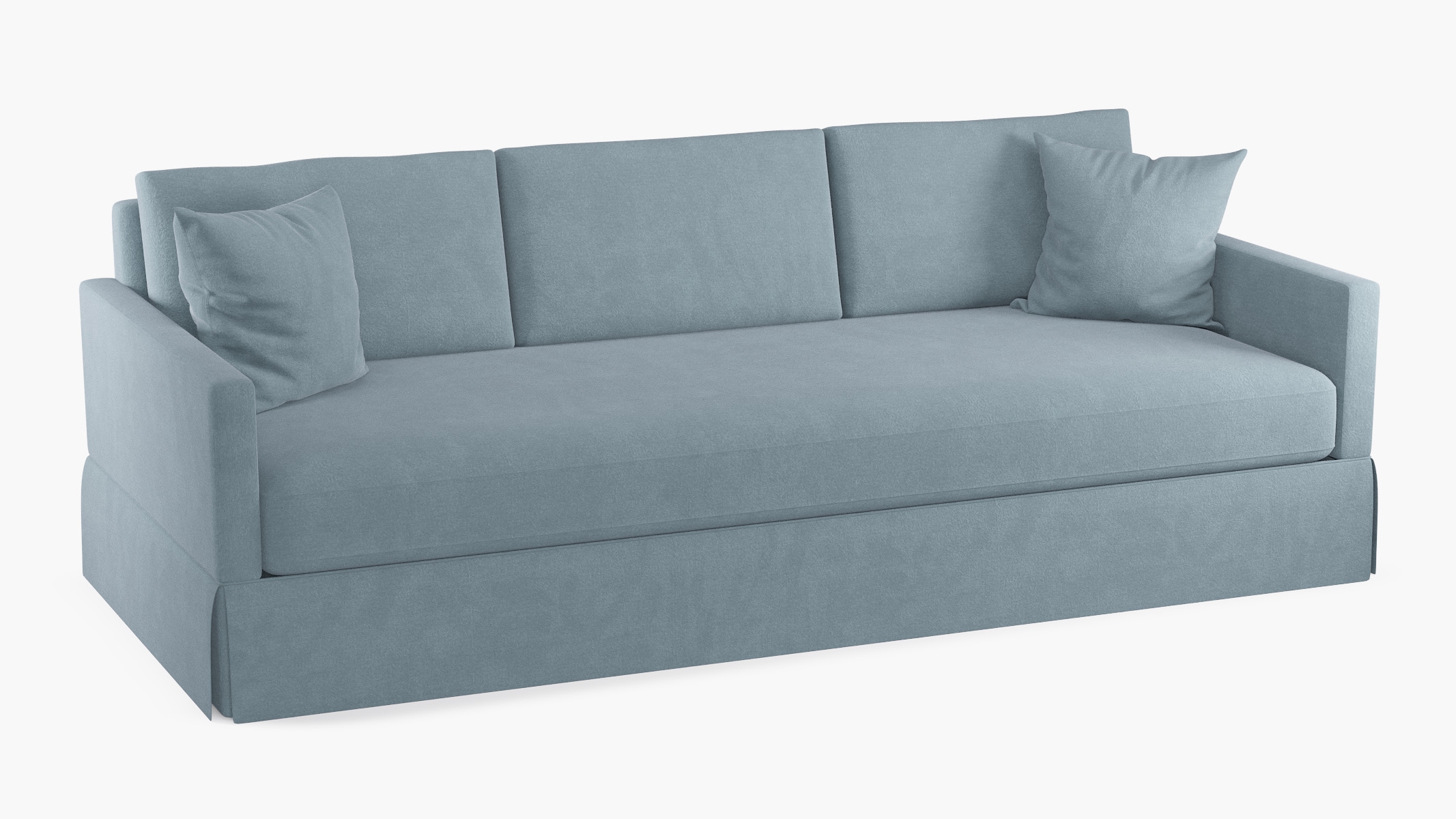 Skirted Track Arm Sofa, Heron Luxe Velvet, Standard (39") - Image 1