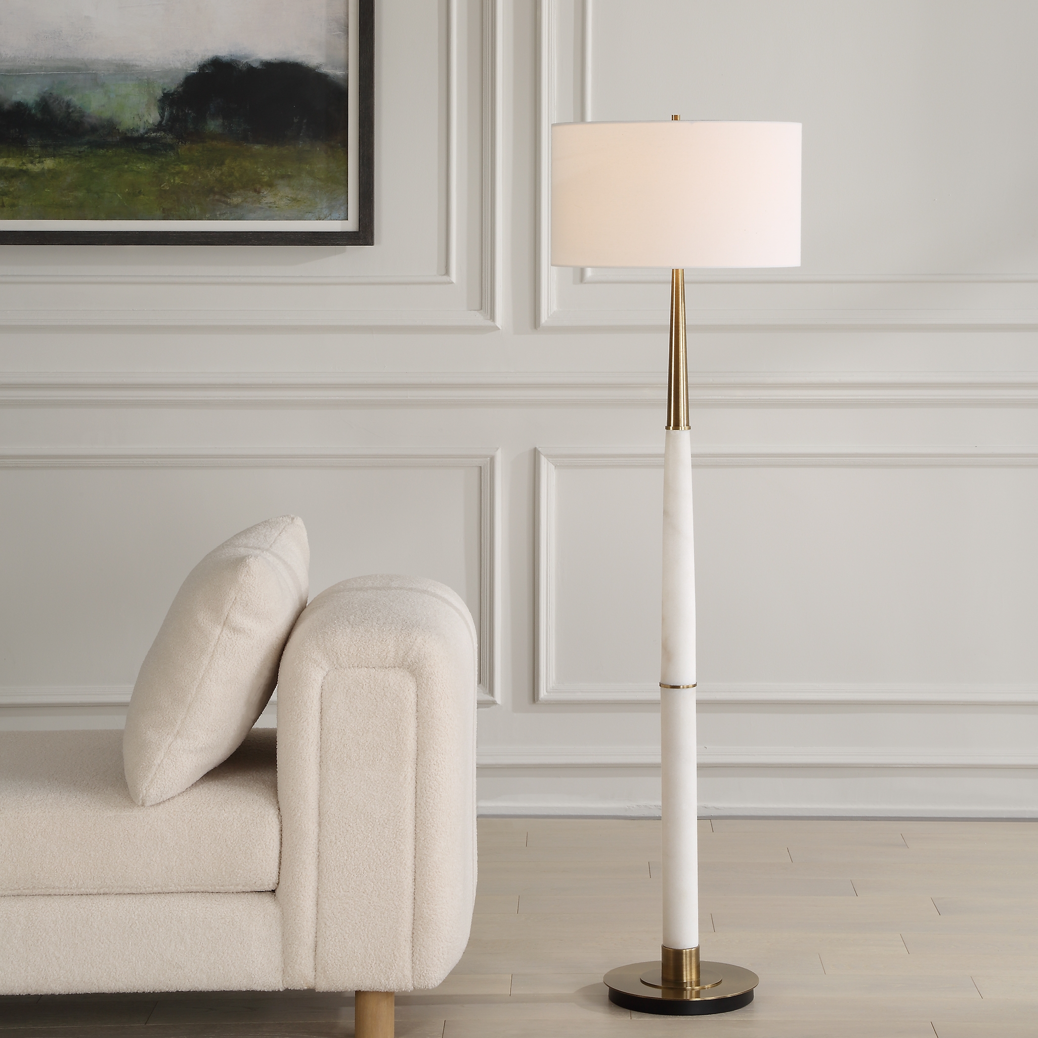 Faro White Marble Floor Lamp - Image 1