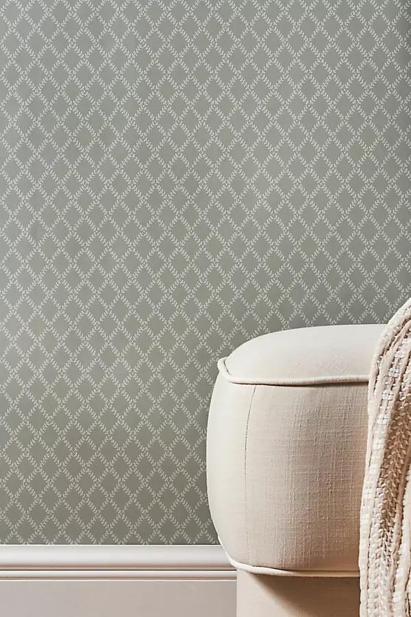Trevor Sage Leaf Trellis Floral Geometric Wallpaper - Image 0