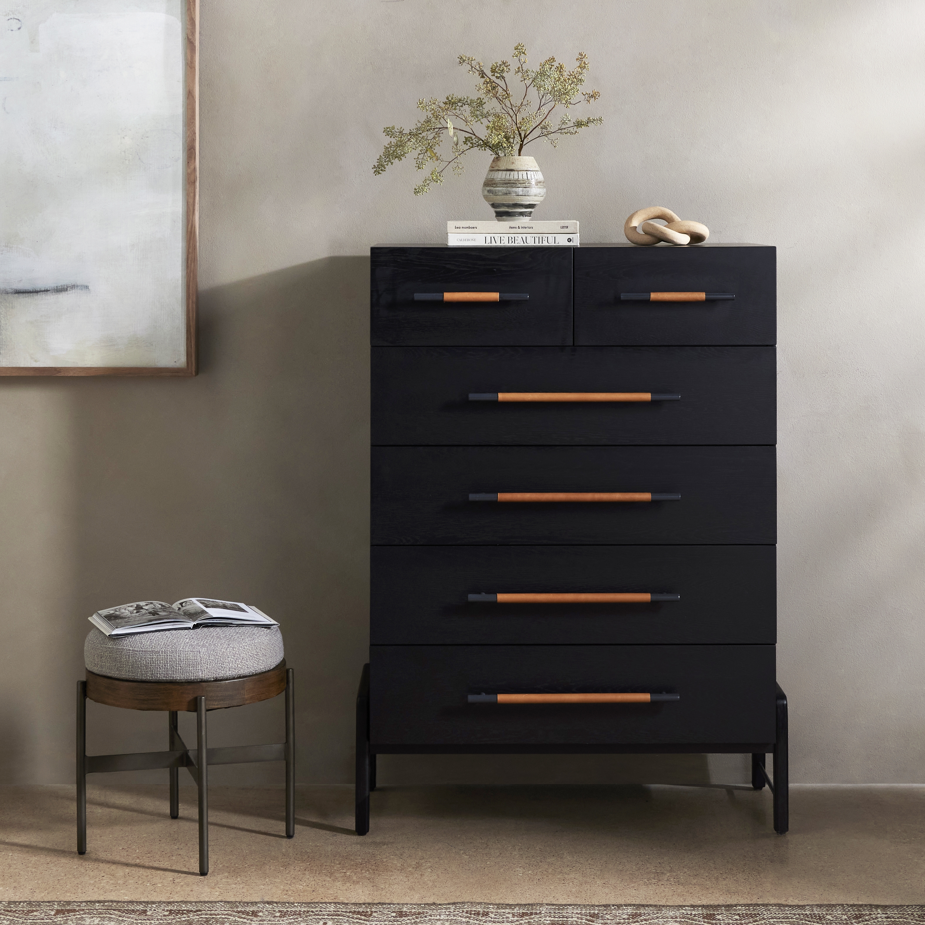 Rosedale 6 Drawer Tall Dresser-Ebony Oak - Image 11