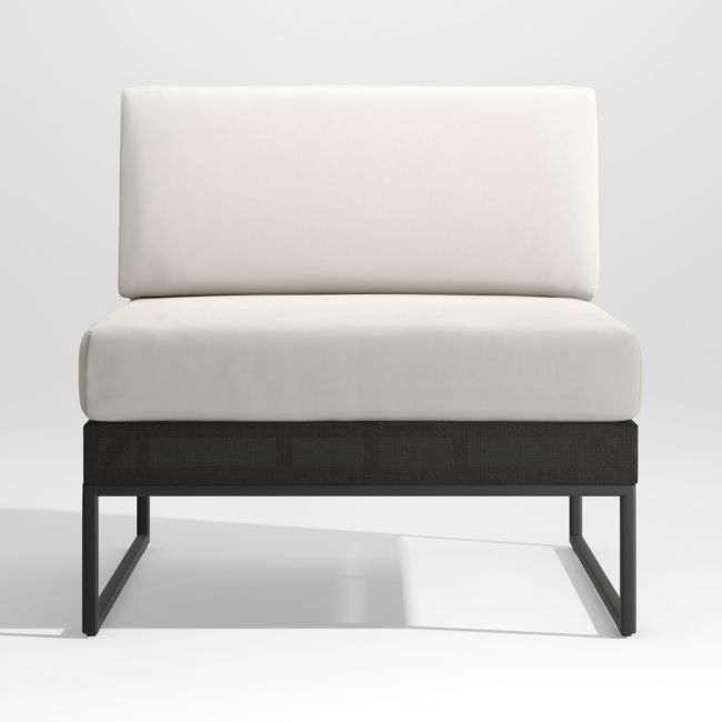 Dune Black Outdoor Armless Chair with White Cushions - Image 0