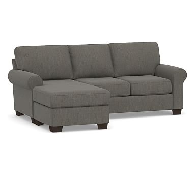 Buchanan Roll Arm Upholstered Sofa with Reversible Chaise Sectional, Polyester Wrapped Cushions, Chenille Basketweave Charcoal - Image 0