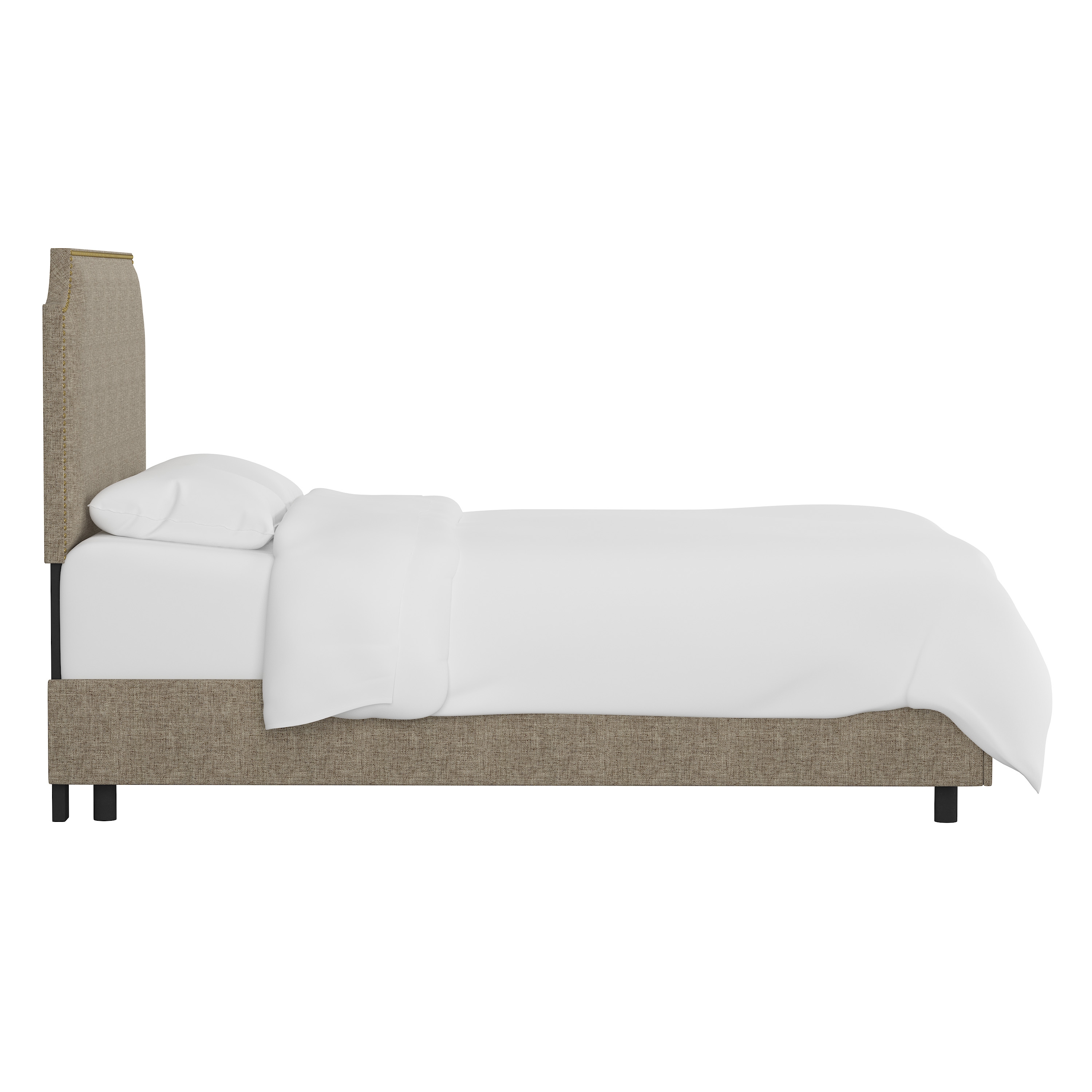 Hudson Bed, Twin, Linen, Brass Nailheads - Image 2