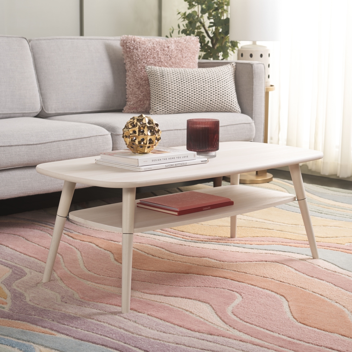 Karou 2 Tier Coffee Table - Bleached White - Safavieh - Image 1