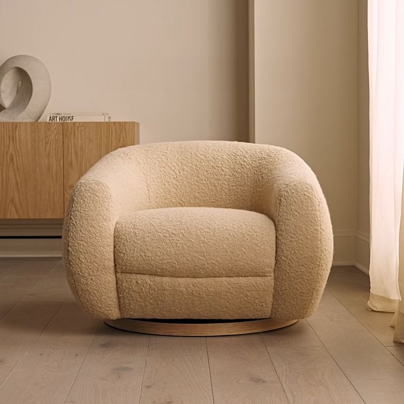 Laszlo Camel Brown Boucle Swivel Chair - Image 1