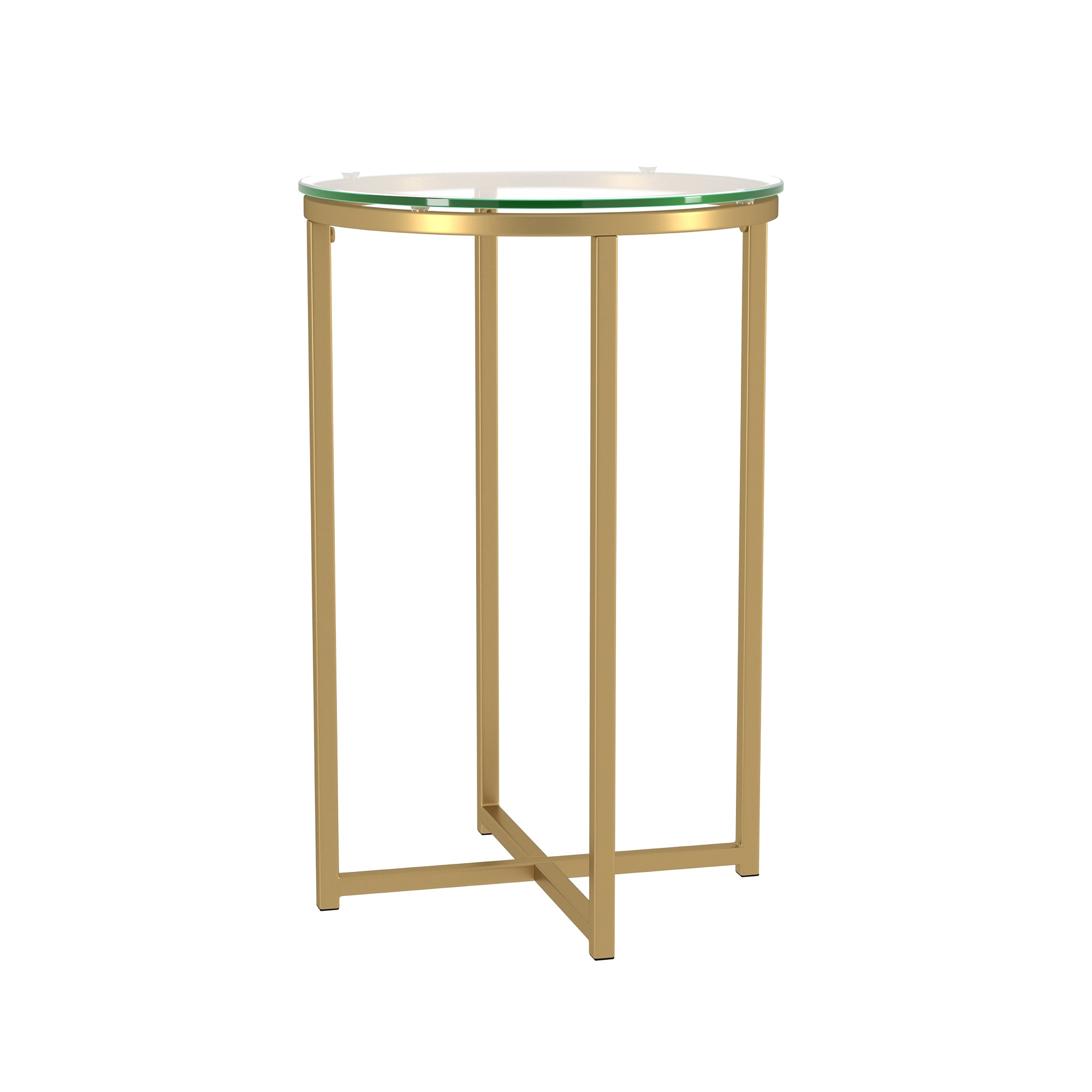 Alissa 16"Glam Round Side Table - Glass/Gold - Image 2