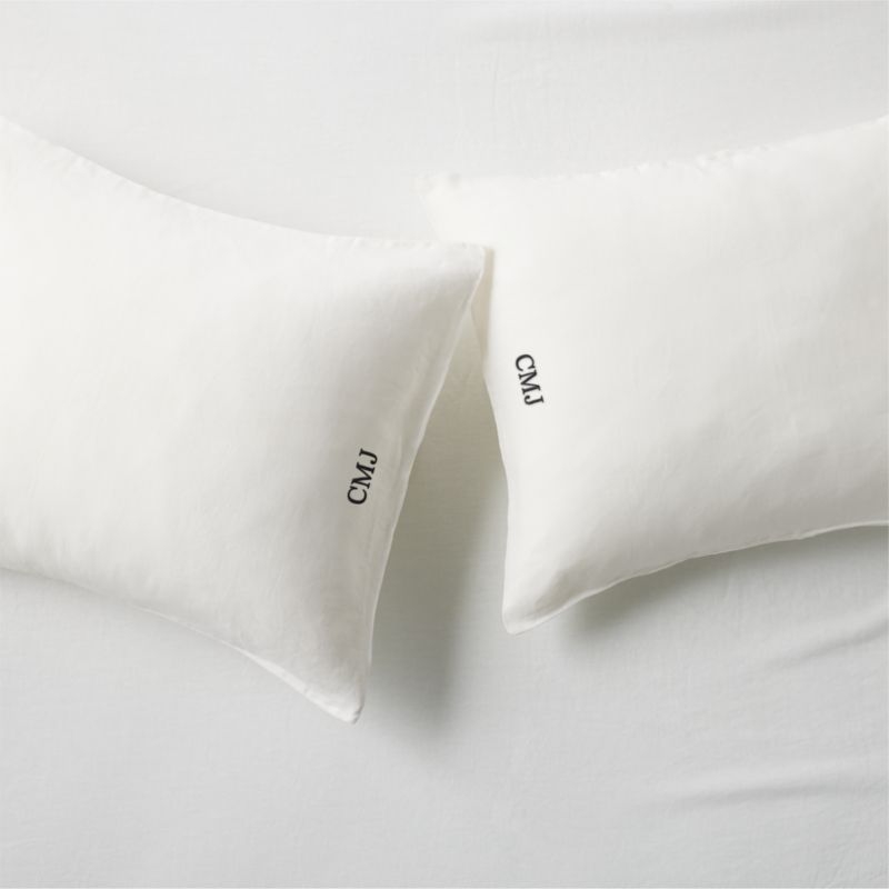 EUROPEAN FLAX-Certified Linen White Standard Pillowcases Set of 2 - Image 1