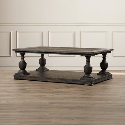 Orval Solid Wood Floor Shelf Coffee Table with Storage - Image 0