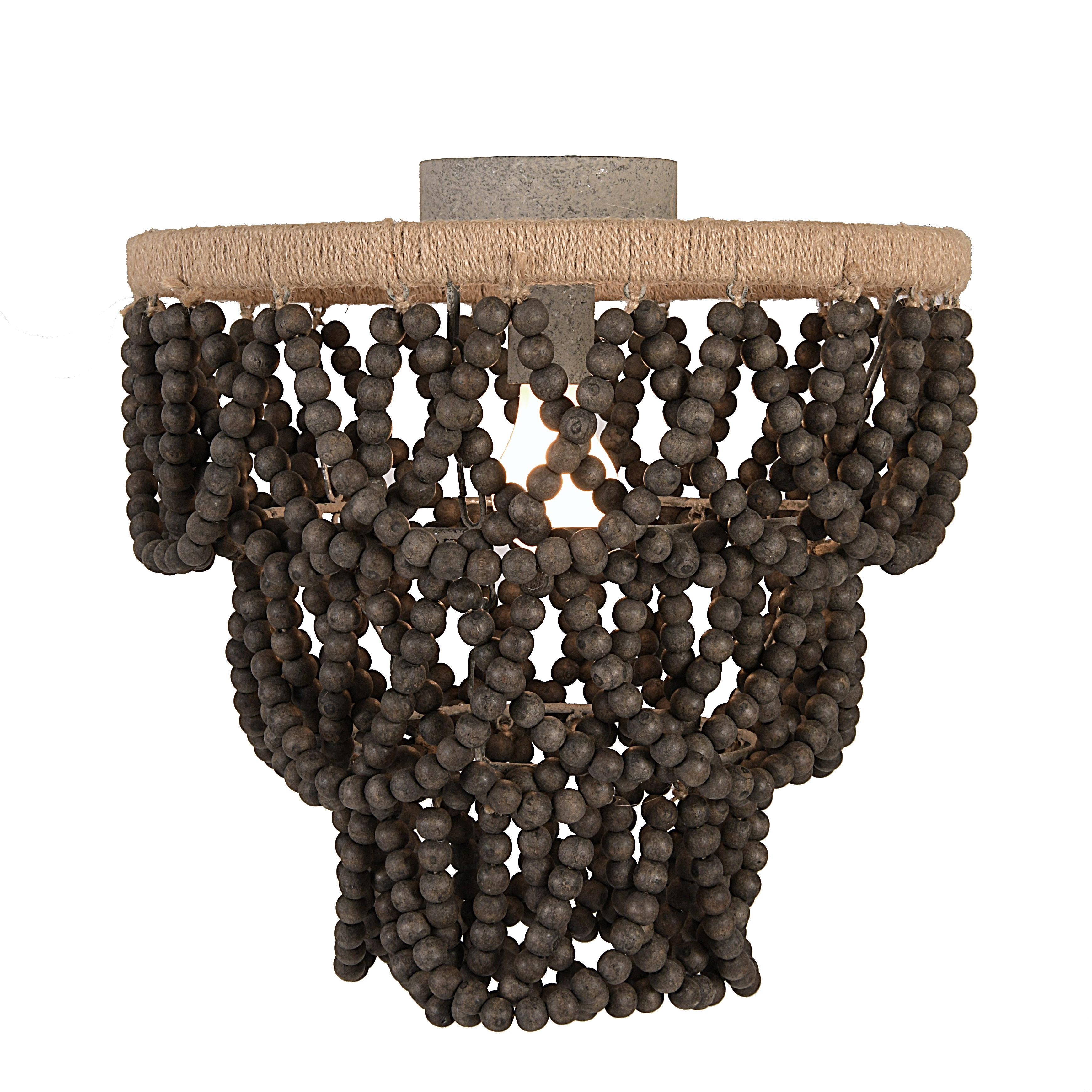 Wood Bead and Metal Semi-Flush Light - Image 0