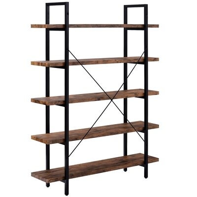 5-Tier Industrial Bookcase With Rustic Wood And Metal Frame - Image 0