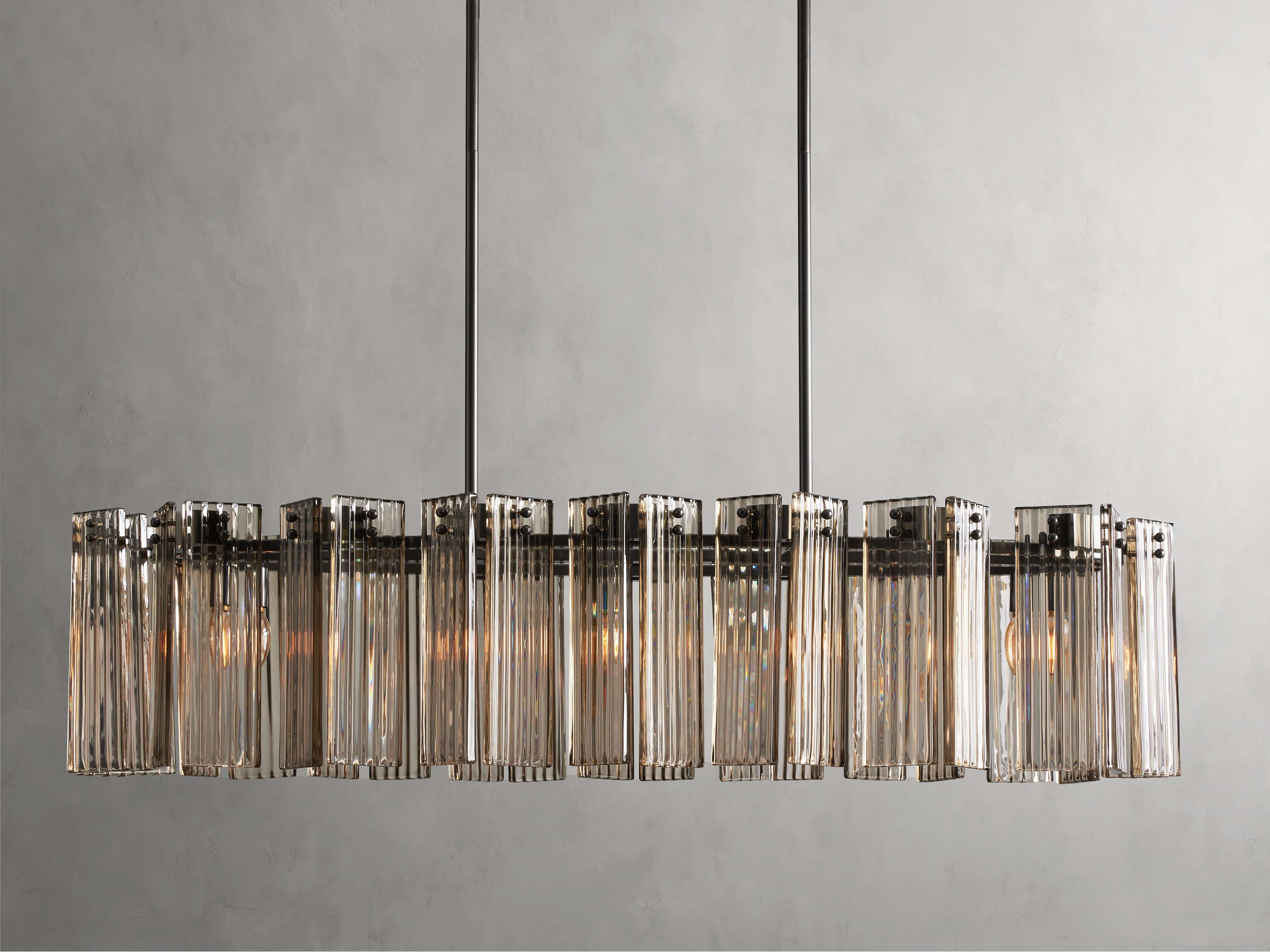 Delsie Oval Chandelier in Glass 51" Bronze /Smoke - Image 0