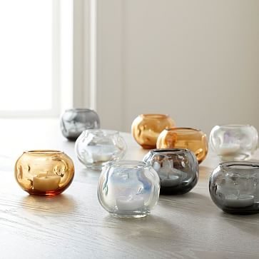 Puff Glass Votives, Set of 3, Small, Smoke - Image 1
