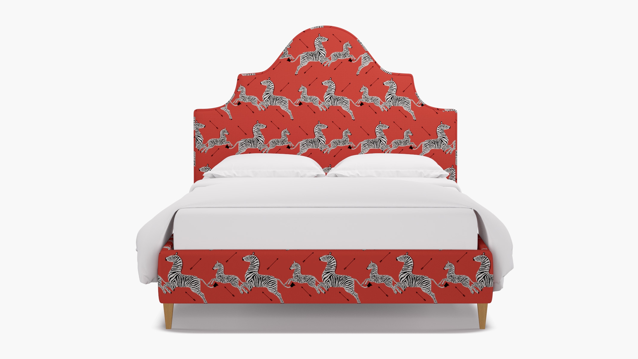 Statement Bed, Coral Zebra, Natural Square Tapered Leg, Twin - Image 0