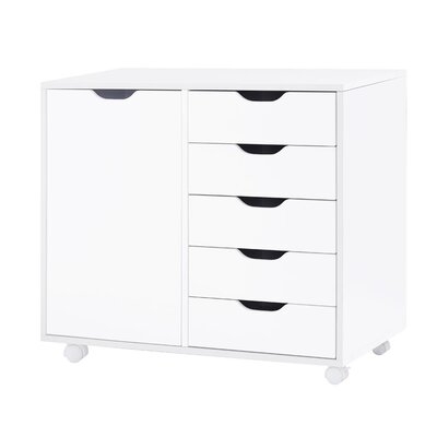 Accent Chest 5-Drawer Office Storage Cabinet With Shelves - Image 0