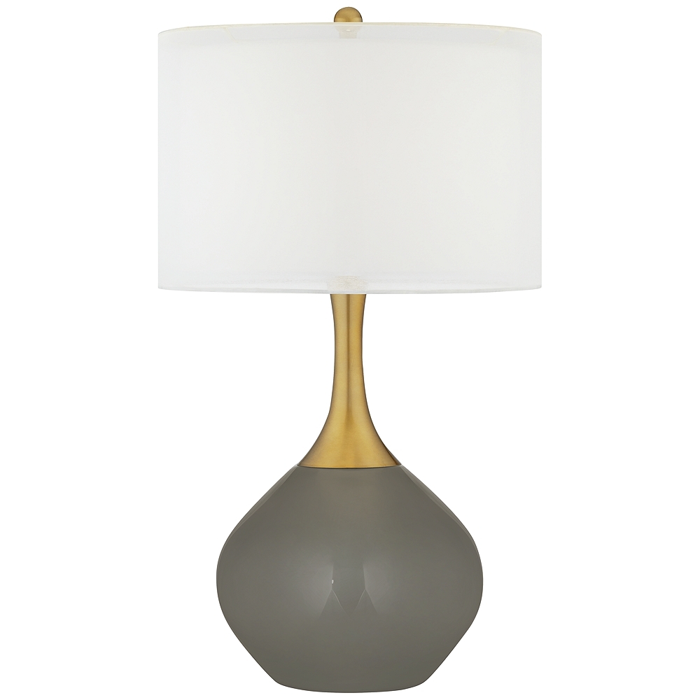 Color Plus Nickki Brass 30 1/2" High Guantlet Gray Modern Table Lamp - Image 0
