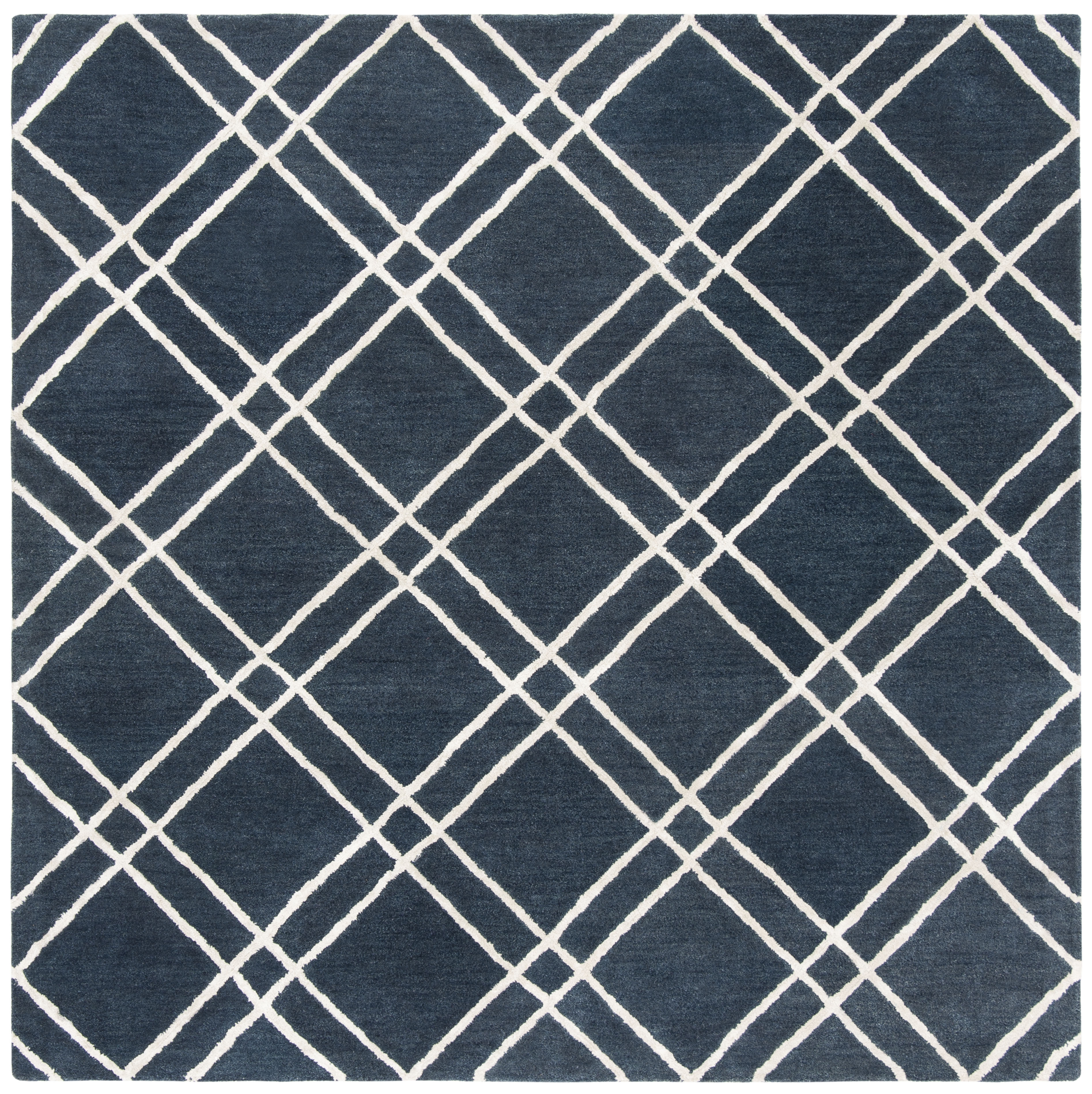 Arlo Home Hand Tufted Area Rug, HIM901N, Navy/Silver,  6' X 6' Square - Image 0