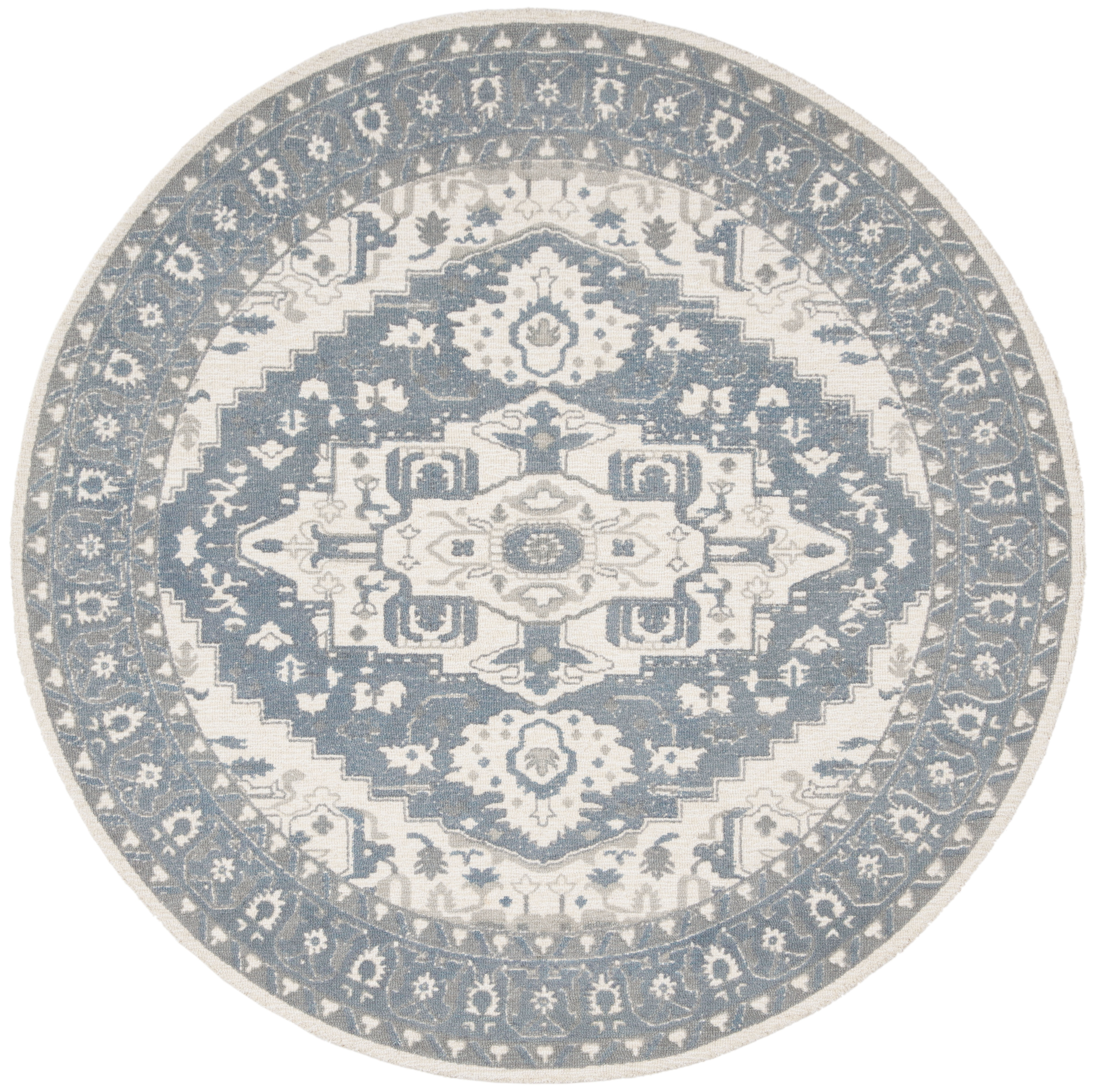 Arlo Home Hand Tufted Area Rug, RVT402F, Ivory/Charcoal,  6' X 6' Round - Image 0