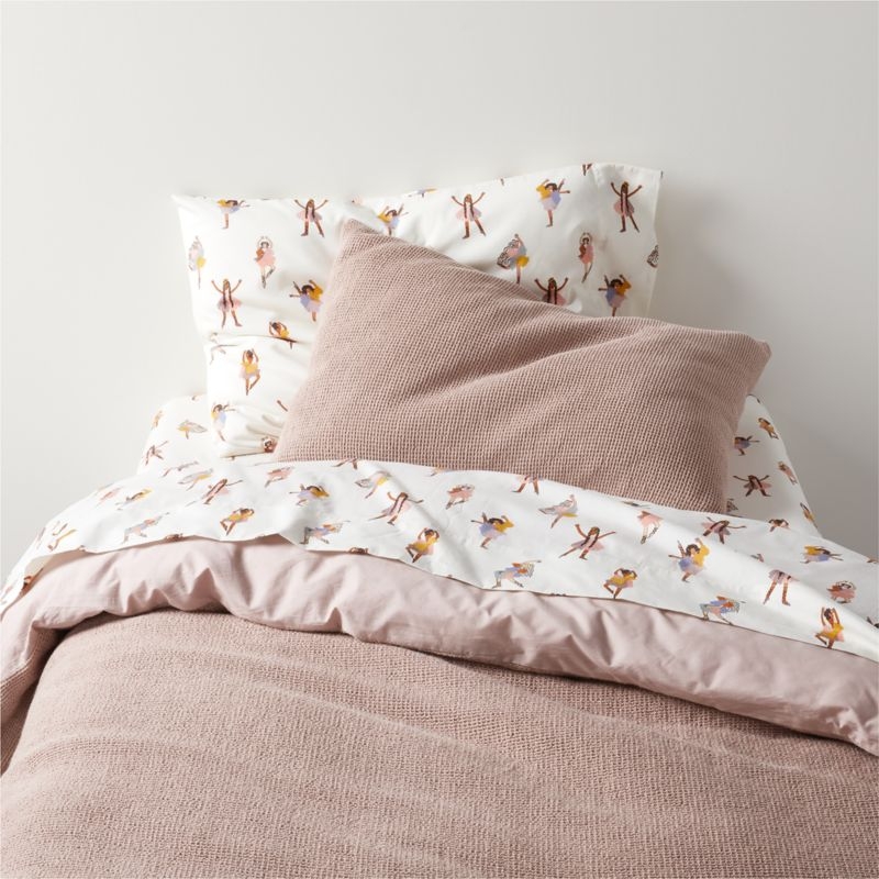 Scoop Classic Mauve Waffle Weave Organic Cotton Kids Pillow Sham - Image 1