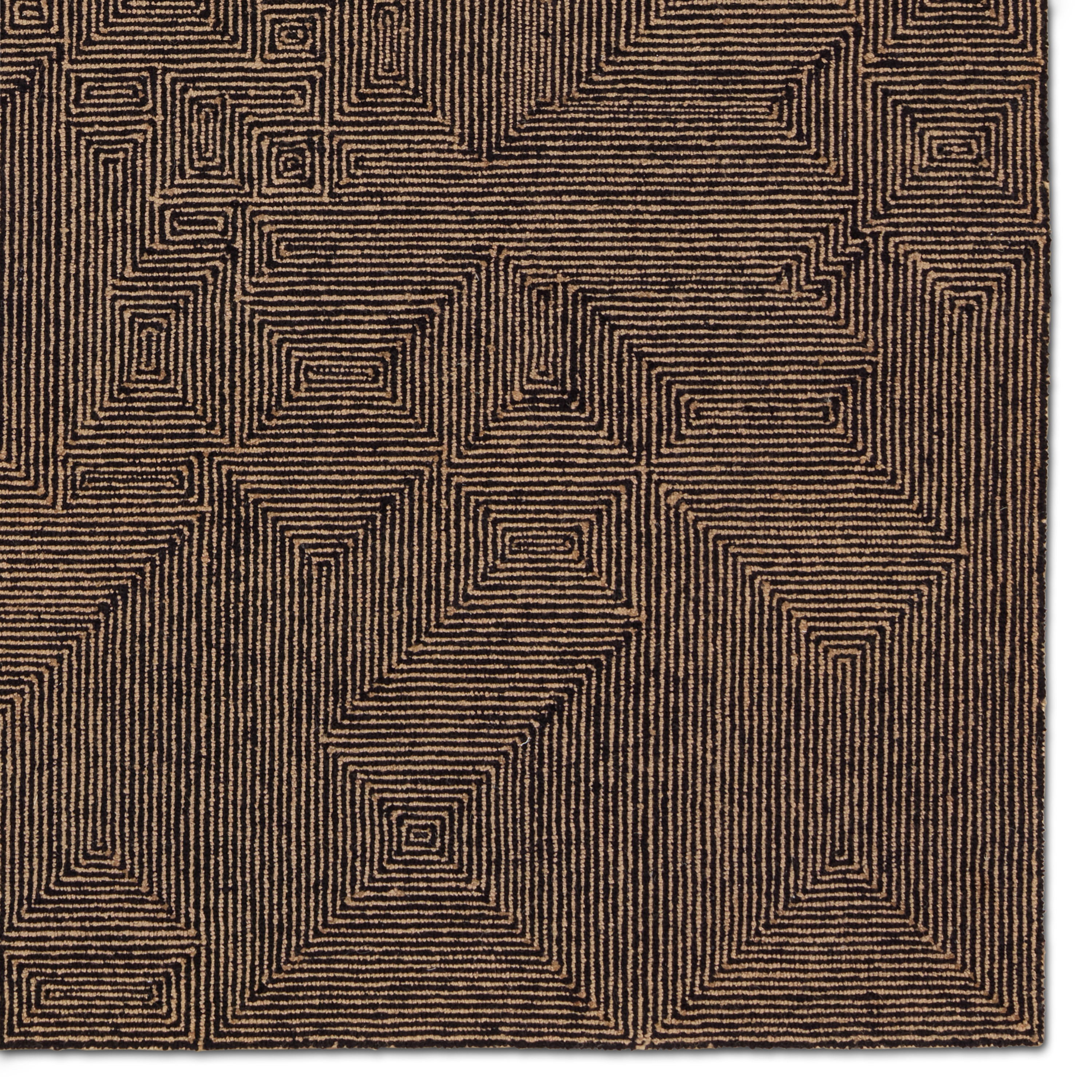 Quarion MRC01 Handmade Geometric Brown and Black Area Rug (6'x9') - Image 3