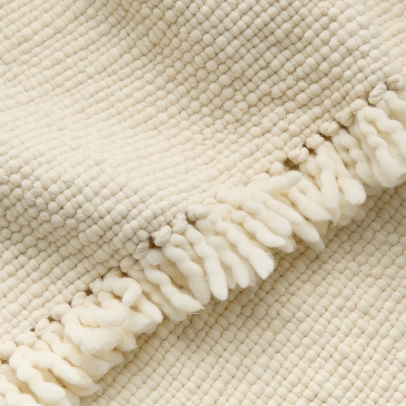 Silas Handwoven Warm White Wool Throw Blanket 50"x70" - Image 2