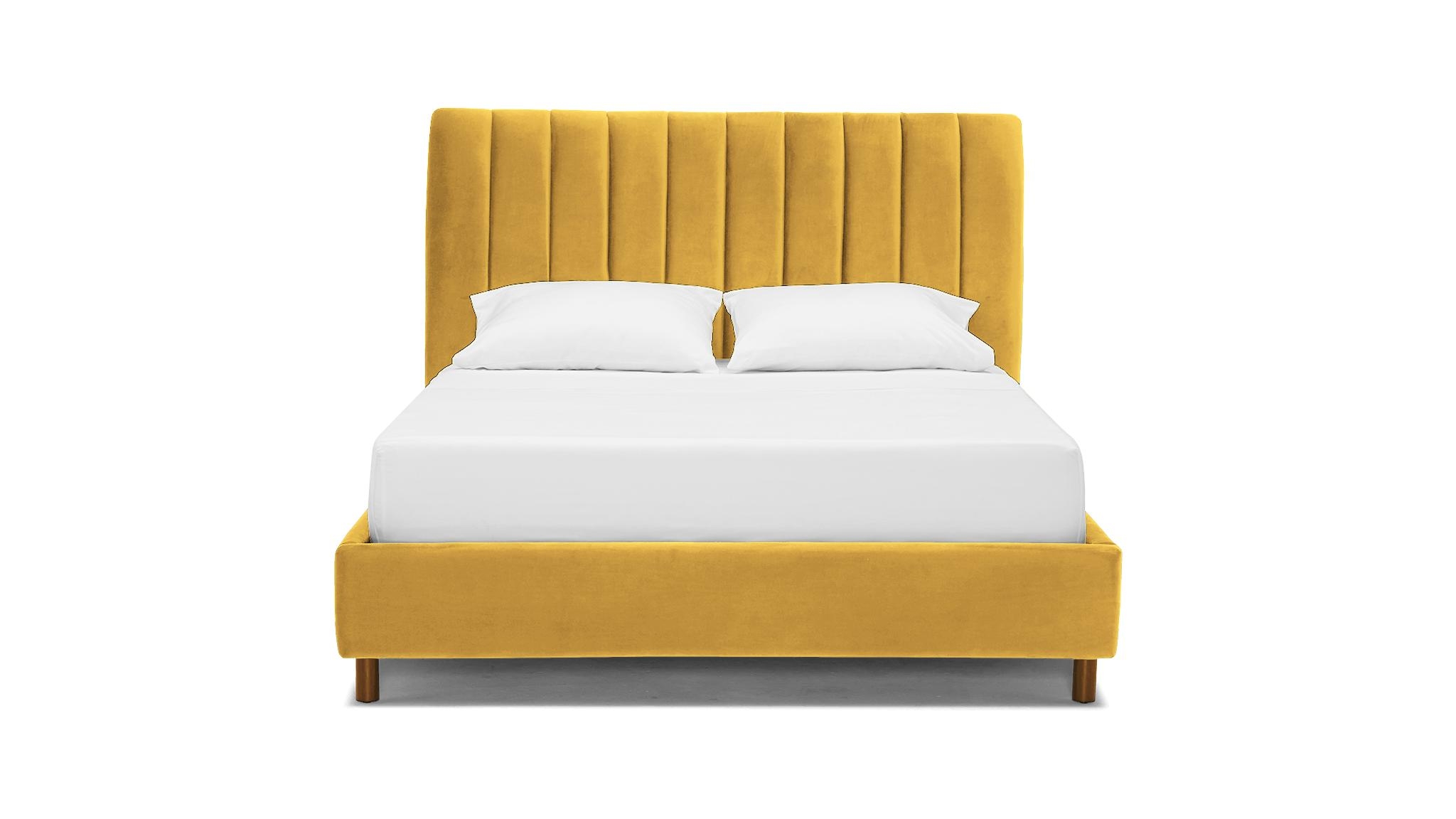 Yellow Lotta Mid Century Modern Bed - Bentley Daisey - Mocha - Eastern King - Image 0