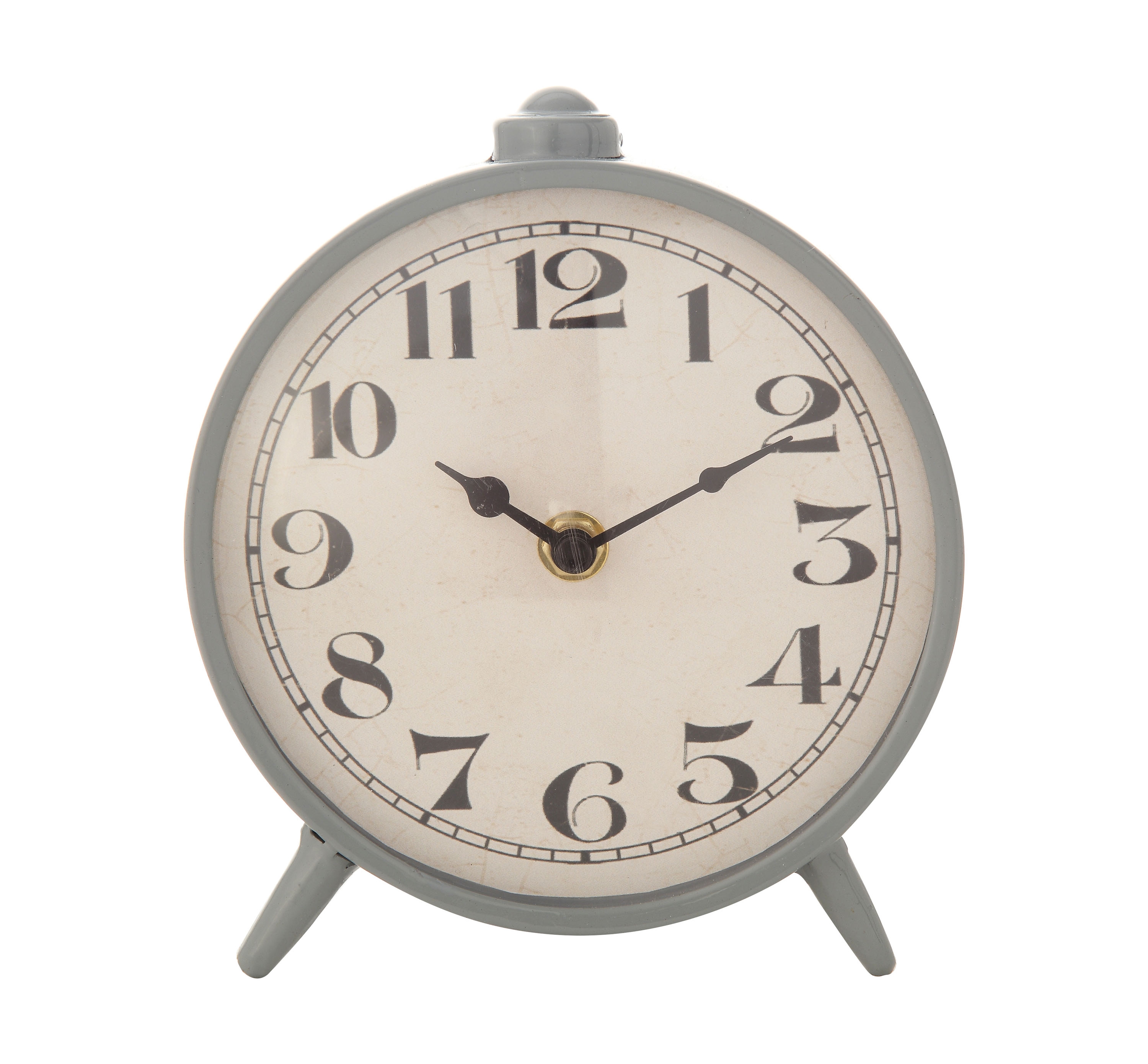 Round Grey Metal Mantel Clock - Image 0