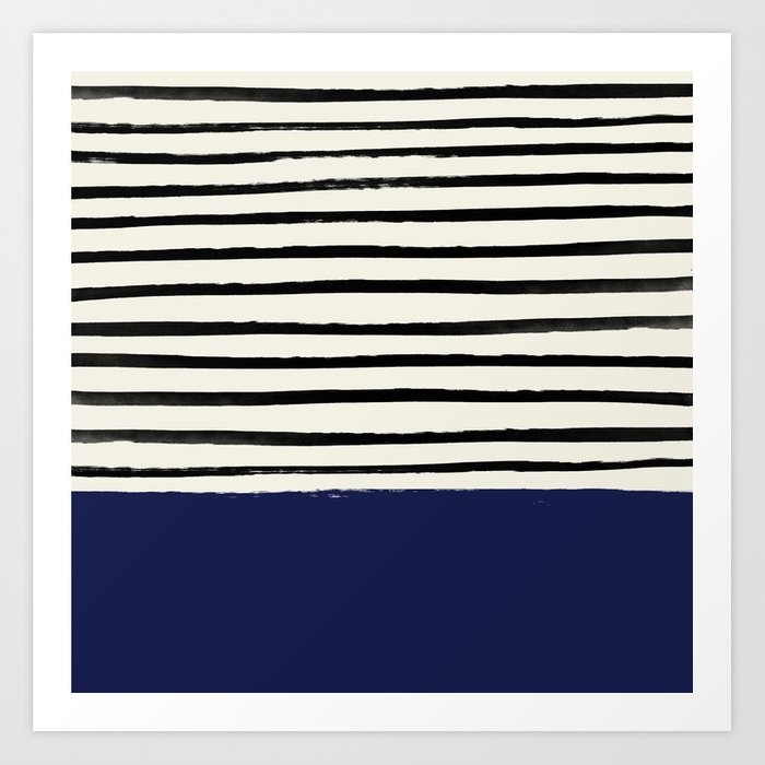 Navy X Stripes Art Print by Leah Flores - MEDIUM - Image 0