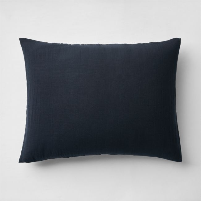 Supersoft Midnight Navy Blue Organic Cotton Gauze Kids Pillow Sham - Image 0