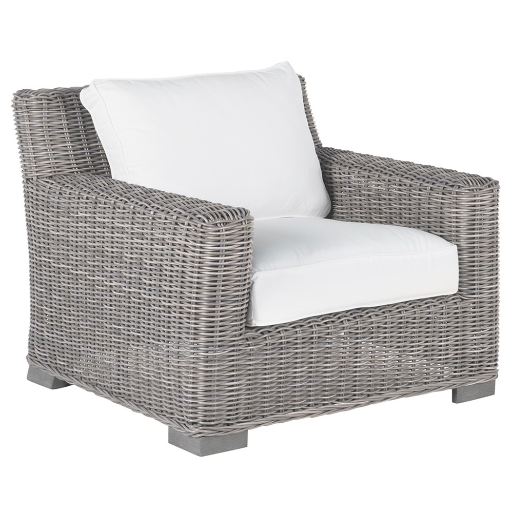 Summer Classics Rustic Modern Oyster Grey Woven Wicker Outdoor Lounge Chair - Image 0
