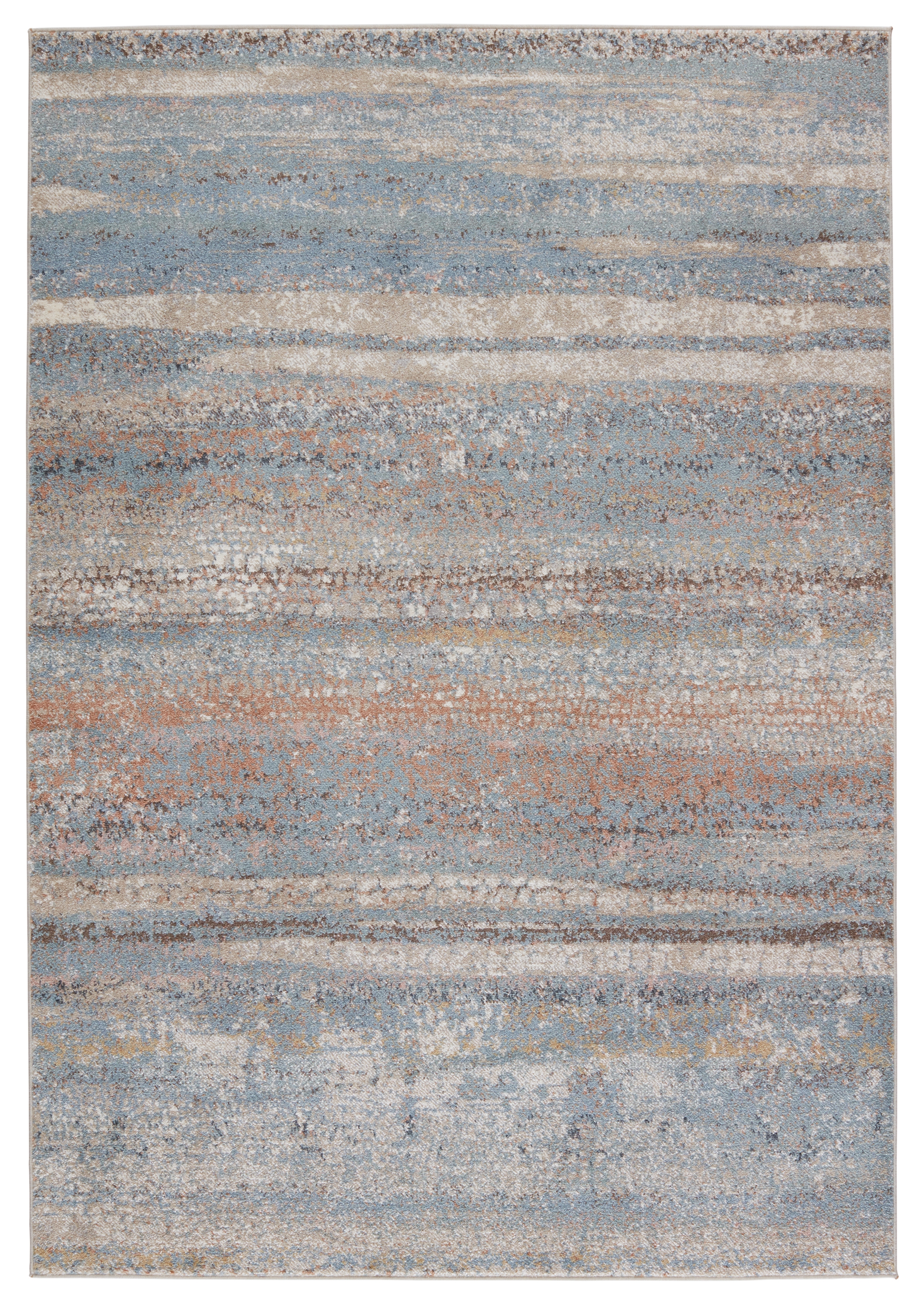 Vibe by Devlin Abstract Blue/ Tan Area Rug (6'7"X9'6") - Image 0