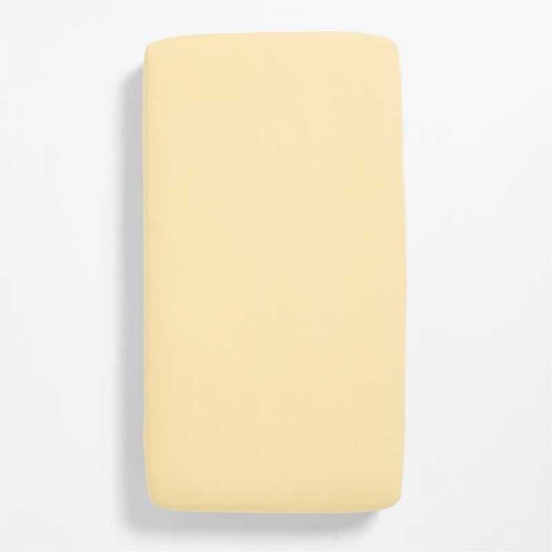 Cozy Cloud Straw Yellow Washed Organic Cotton Baby Crib Fitted Sheet - Image 1