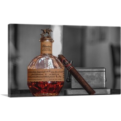 Bourbon Whiskey and Cigar in Bar - Wrapped Canvas Photograph Print - Image 0