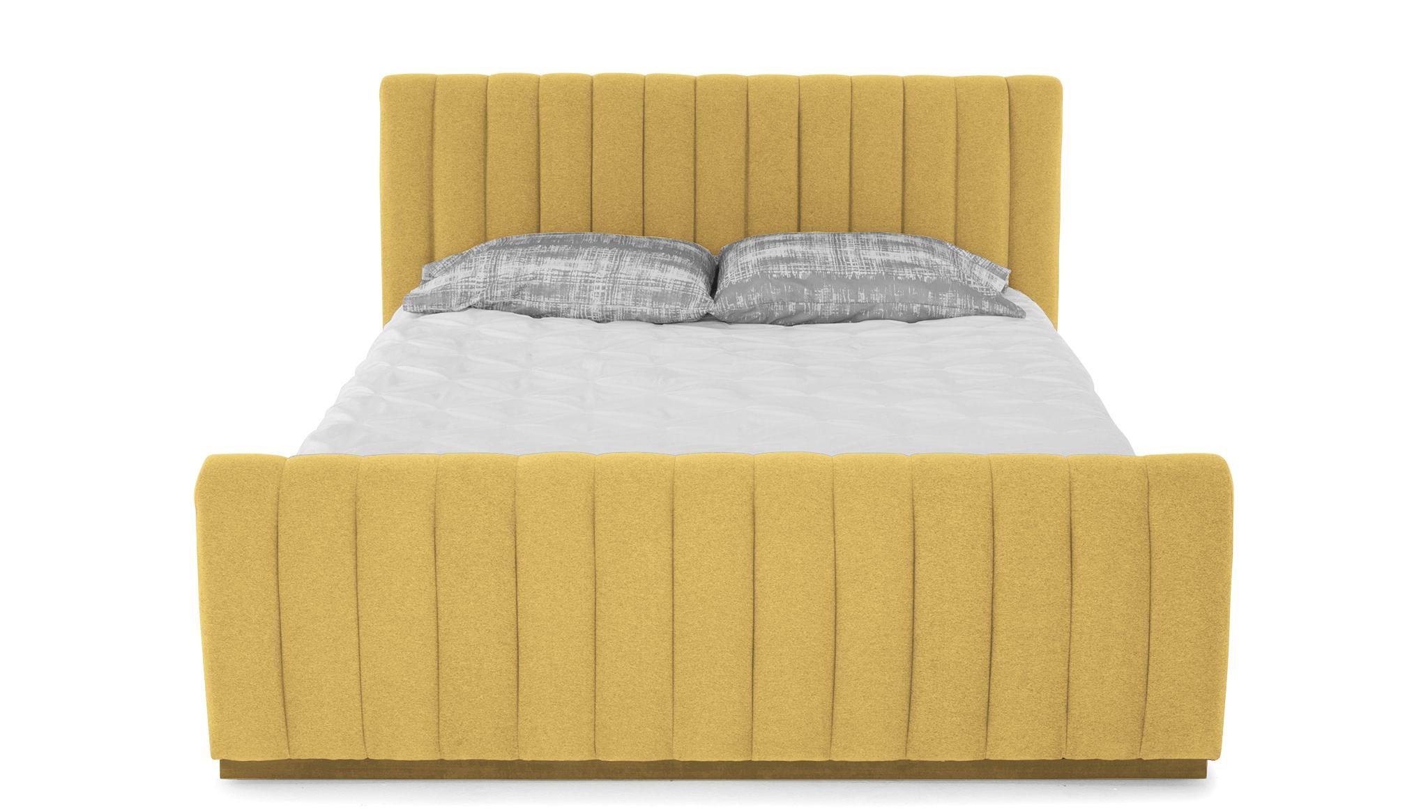 Yellow Camille Mid Century Modern Bed - Bentley Daisey - Mocha - Queen - Image 0