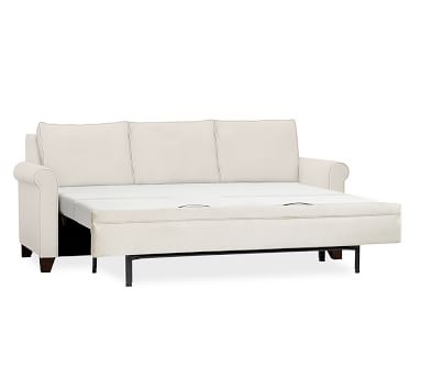 Cameron Roll Arm Upholstered Deluxe Full Sleeper Sofa, Polyester Wrapped Cushions, Park Weave Ivory - Image 3