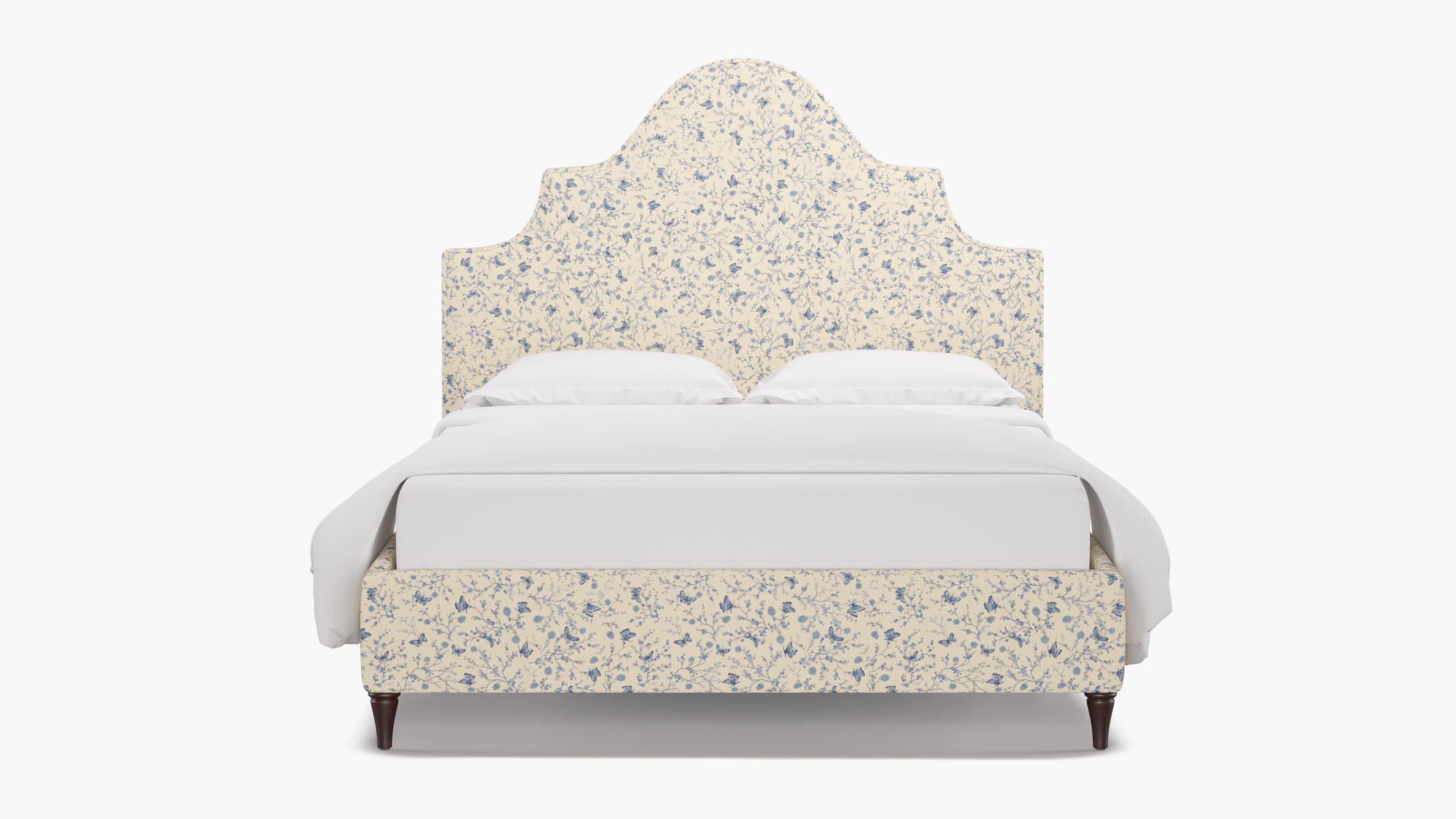 Statement Bed, Delft Mariposa, Espresso Decorative Tapered Leg, Twin - Image 0
