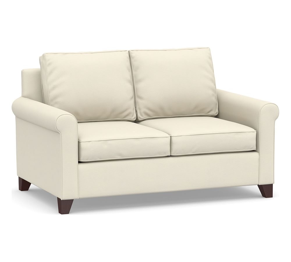 Cameron Roll Arm Upholstered Deep Seat Loveseat 2-Seater 62", Polyester Wrapped Cushions, Park Weave Ivory - Image 0