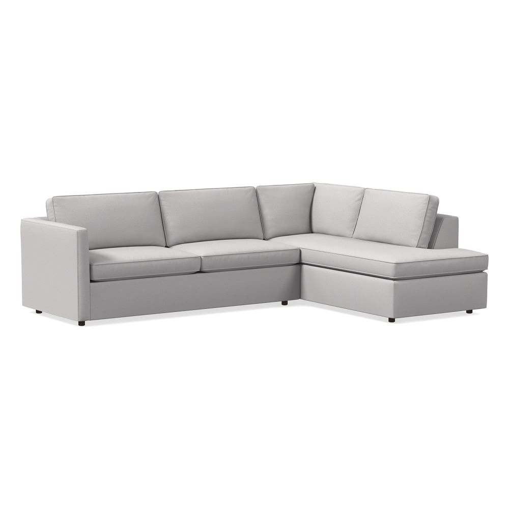 Harris 110" Right Multi Seat 2-Piece Bumper Chaise Sectional, Petite Depth, Performance Chenille Tweed, Frost Gray - Image 0