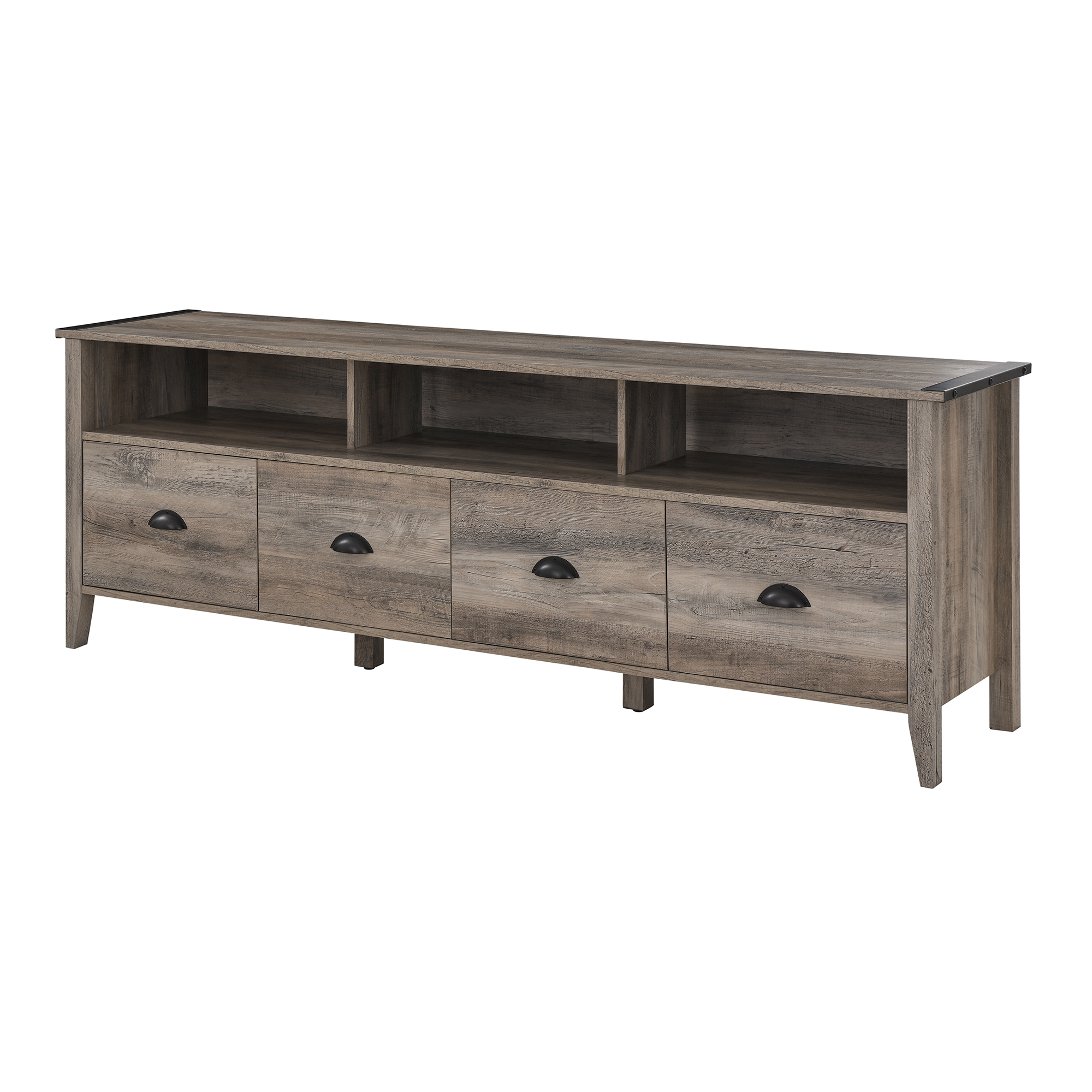 Clair 70" Industrial Farmhouse 4-Drawer TV Stand - Grey Wash - Image 2