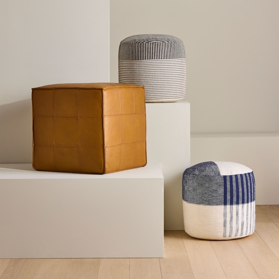 Kaia 16" Pouf - Blue Multi - Image 1