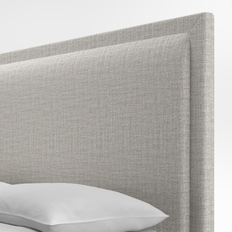 Meraux 56" Mist Grey Upholstered King Headboard with Storage Bed Base - Image 1
