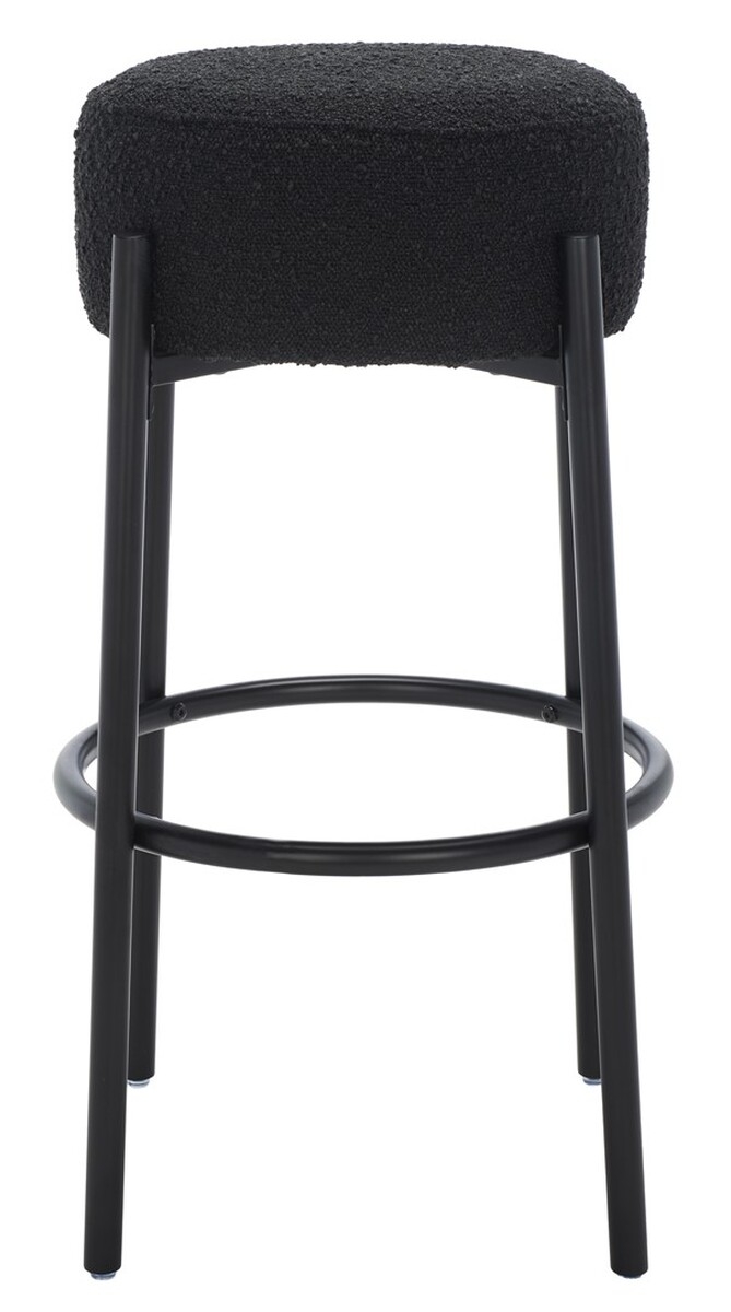Paisleigh Boucle And Metal Leg Barstool - Black - Image 0