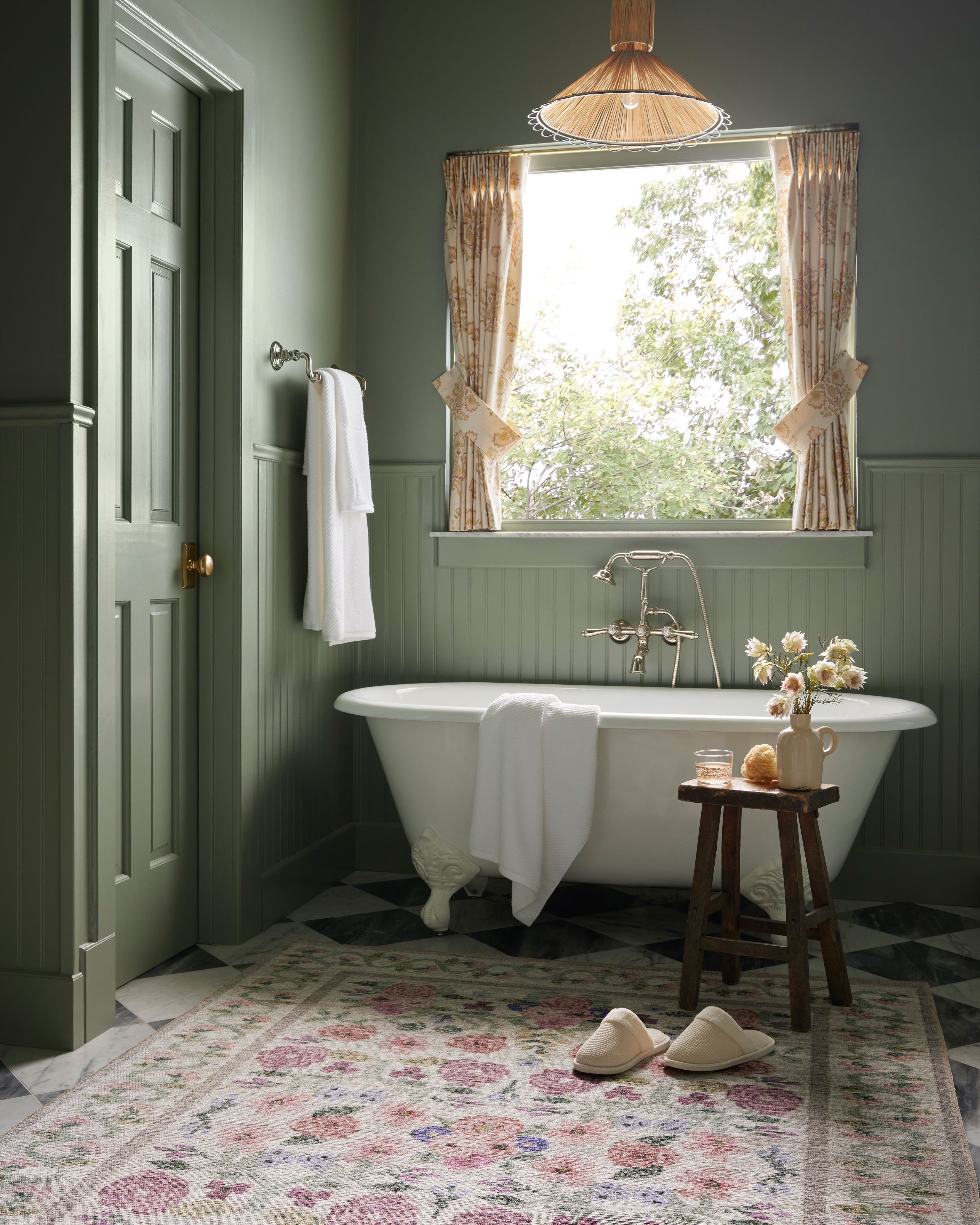 Rifle Paper Co. x Loloi Rosa Ivory 18" x 18" Sample - Image 1