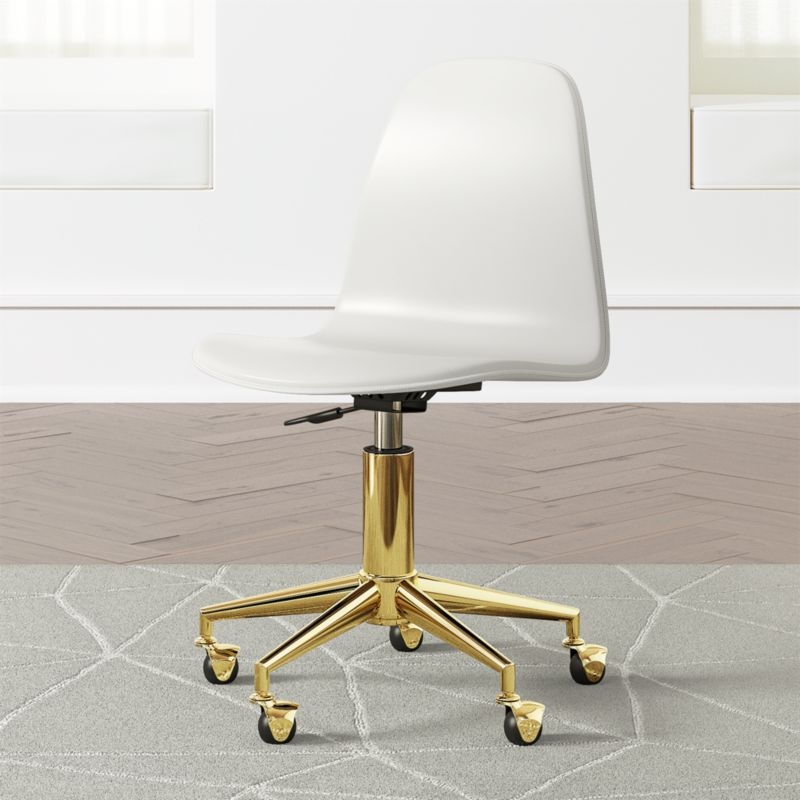 Class Act White and Gold Kids Desk Chair - Image 4