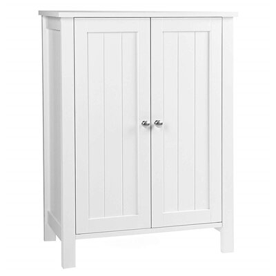 Bathroom Floor Storage Cabinet With Double Door,2 Interior Adjustable Shelves With 3 Heights - Image 0