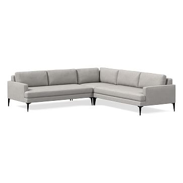 Andes Sectional Set 03: Left Arm 2.5 Seater Sofa, Corner, Right Arm 2.5 Seater Sofa, Poly, Performance Coastal Linen, Storm Gray, Dark Pewter - Image 0