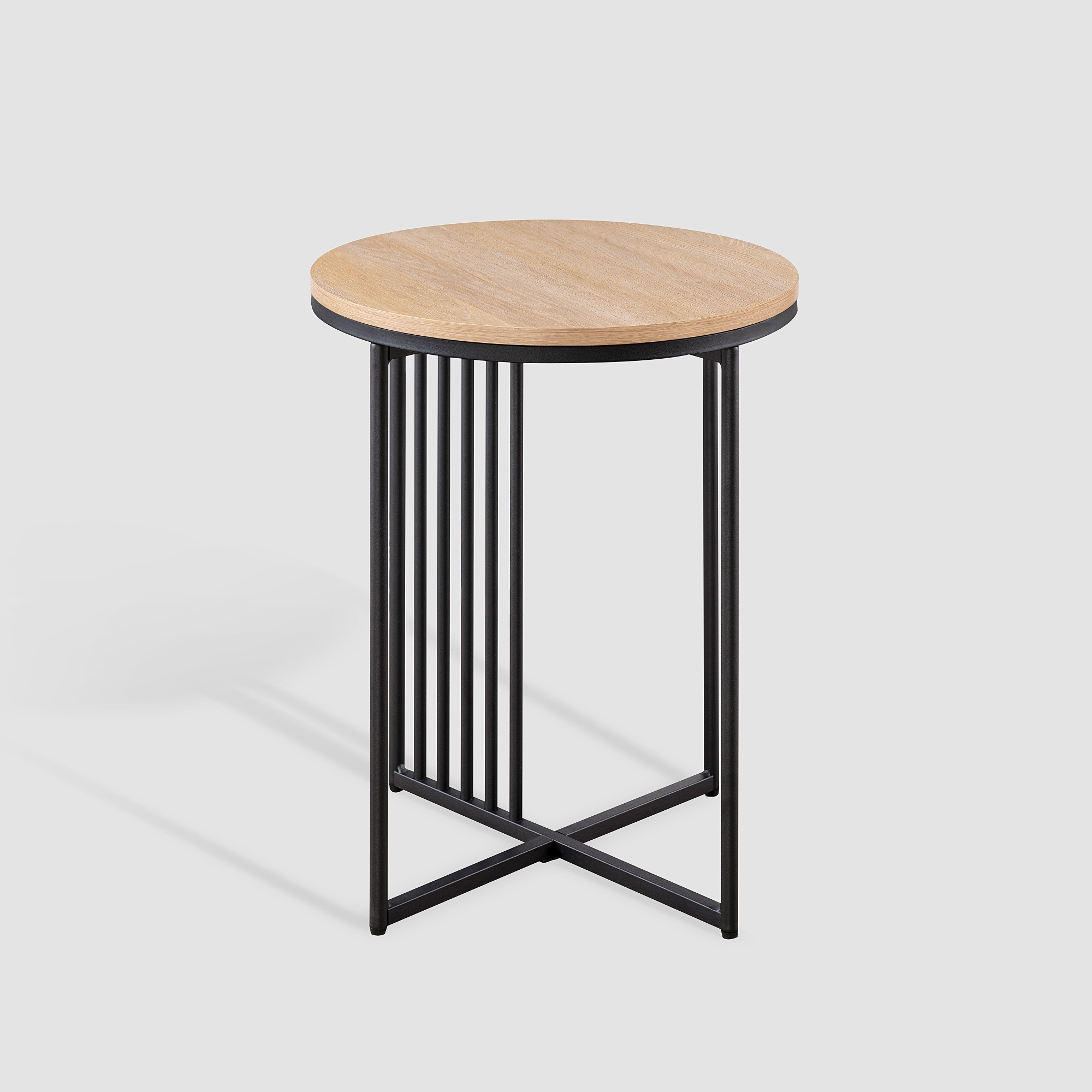 Minimalist Metal Slatted Side Table - Coastal Oak / Black - Image 1
