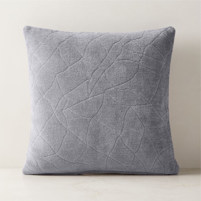 Arman Grey Cotton Chenille Throw Pillow with Feather-Down Insert 20"x20" - Image 0